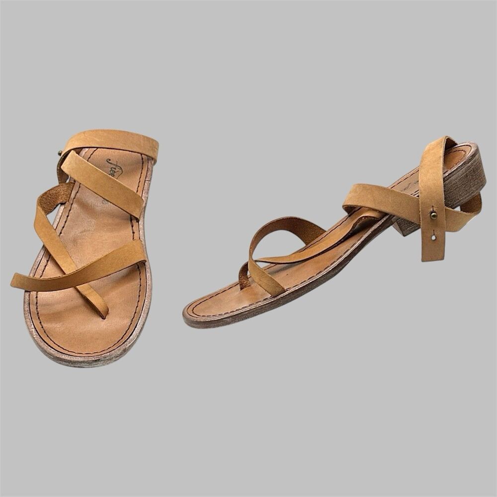 Free People Leather Strappy Flat Sandals Women’s Size EU 39 US 9 Boho Brown